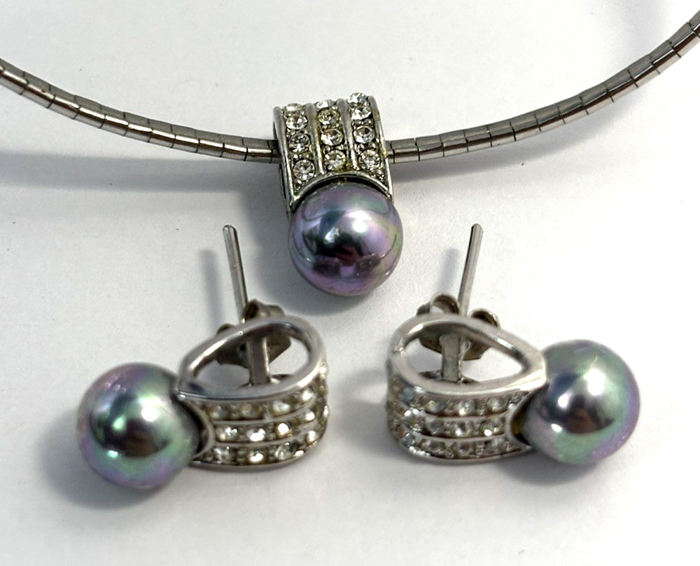 Vintage Jewelry Set - Faux Pearl Statement Necklace & Earrings